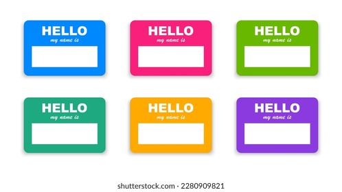 Hallo mein Name ist - Name Tag Set. Leere Etiketten für den Namen. Vektorgrafik.