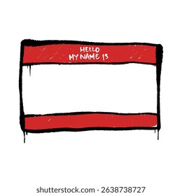 Hello Name Tag A vivid illustration of a blank name tag, poised to be personalized, is artfully showcased against a backdrop that creates contrast.