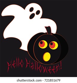 Hello Nellouin, pumpkins, card, sticker.ghost