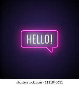 Hello neon signboard. Vector illustration.