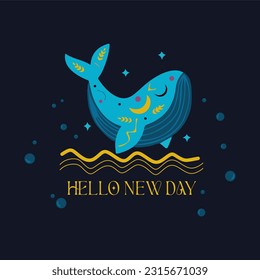 Hello new day typographic slogan for t shirt printing, tee graphic design.