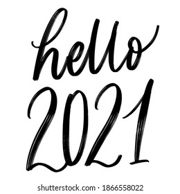 HOLA AÑO NUEVO 2021.VECTORIA GRACIAS A LA GRAN NOVEDAD DE AÑO NUEVO LETTERING FRASE