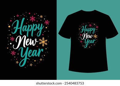 HOLA AÑO NUEVO - Feliz año nuevo diseño de la camiseta y cortar archivos, año Nuevo pegatinas citas diseños de camisetas, año nuevo letras de mano tipografía Ilustración vectorial con fuegos artificiales