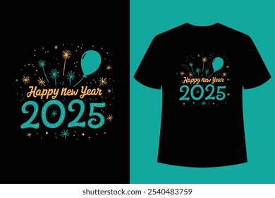 HOLA AÑO NUEVO - Feliz año nuevo diseño de la camiseta y cortar archivos, año Nuevo pegatinas citas diseños de camisetas, año nuevo letras de mano tipografía Ilustración vectorial con fuegos artificiales