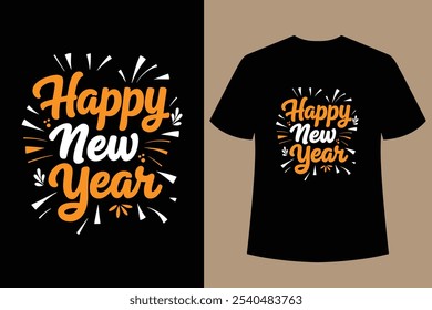 HOLA AÑO NUEVO - Feliz año nuevo diseño de la camiseta y cortar archivos, año Nuevo pegatinas citas diseños de camisetas, año nuevo letras de mano tipografía Ilustración vectorial con fuegos artificiales