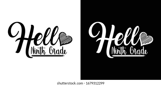 Hello Ninth Grade Printable Vector Illustration