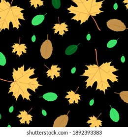 Hello November. Beautiful Repeating Autumn Pattern with Maple Leaves. Vector Illustration
