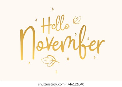 Hello November calligraphy inscription.Vector illustration