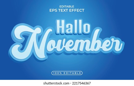 Hello November editable 3d text effect design