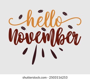 Hola noviembre, camiseta de otoño, camiseta divertida de otoño de acción de gracias diseño de camiseta de calabaza, diseño de camiseta de otoño, Diseños de calabaza