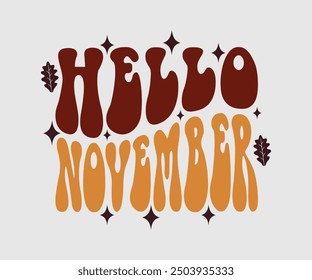 Hola noviembre, camiseta de otoño, camiseta divertida de otoño de acción de gracias, diseño de camiseta de calabaza, diseño de otoño, Diseños de calabaza