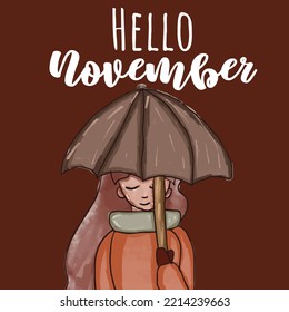 Hello november  hand drawn vector illustration