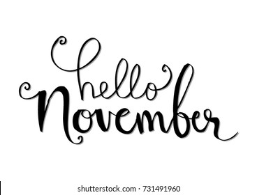 Hello November hand lettering calligraphy.