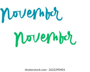 HELLO NOVEMBER. November month vector hand lettering with flowers and leaves. Floral decoration text. Decoration letters, Illustration November.2025