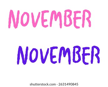 HOLA NOVIEMBRE. Letras de la mano del Vector del mes de noviembre con flores y hojas. Texto de decoración floral. Cartas de decoración, Ilustración Noviembre.2025