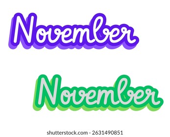 HELLO NOVEMBER. November month vector hand lettering with flowers and leaves. Floral decoration text. Decoration letters, Illustration November.2025