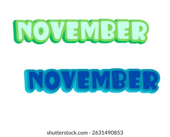 HALLO NOVEMBER. November Monat Vektor Handbeschriftung mit Blumen und Blättern. Blumendekorationstext. Dekorationsbriefe, Illustration November.2025