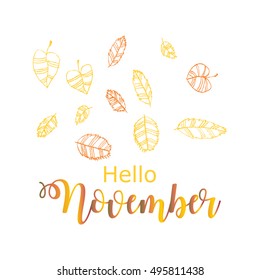 Hello November. Motivational typography.