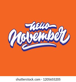 hello november simple hand lettering typography greeting and welcoming poster