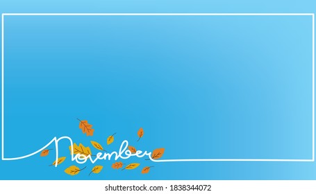 Hello november text background handwriting poster or banner 