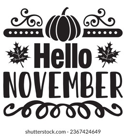 Hello November t-shirt design vector file