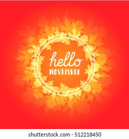 Hello November Typographic Vector Art.