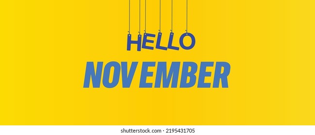 Hello November typography illustration with attractive background.