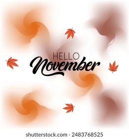 Hello November vector. November with autumn vibe. Handwritten month November for calendar, monthly logo, bullet journal or monthly organizer. 