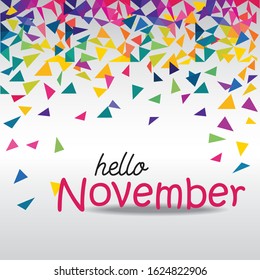 Hello November - Vector concept design for greeting, new month