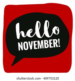 Hello November! (Vector Flat Design - Brush Lettering)