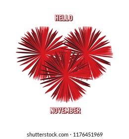 Hello November Vector Illustration With Autumn Flowers. Colorful Editable Vector Image for Your Design