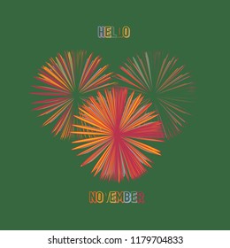 Hello November Vector Illustration With Autumn Flowers. Colorful Editable Vector Image for Your Design