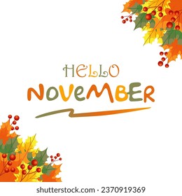 hola ilustración vectorial de noviembre. es adecuado para tarjetas, banners o afiches