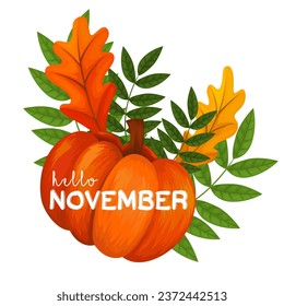hello november vector illustration. it is suitable for card, banner, or poster