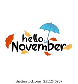 Hola Noviembre. Bienvenido noviembre con Vector de vibraciones de otoño.