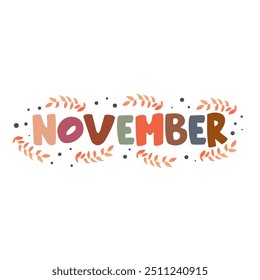 Hello November. Welcome November with autumn vibes vector.