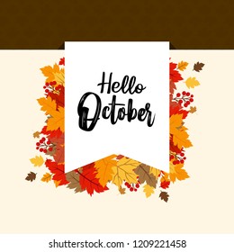 Hello October autumn design vector