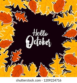 Hello October autumn design vector 