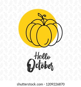 Hello October autumn design vector