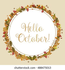 Hello October - Autumn / Fall illustration - vector background eps10