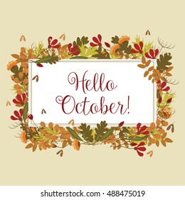 Hello October - Autumn / Fall illustration - vector background eps10