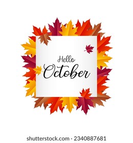 hello October with autumn vibe. Welcome october vector illustration.
