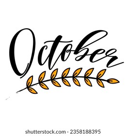 Hello october with autumn vibes vector. October vector.