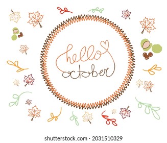 Hello october colorful vector simple text