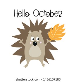 Hello October, cute hedgehog, autumn illustration, graphics vector.
Young and happy, t-shirt graphics, posters, party concept, textile graphic.