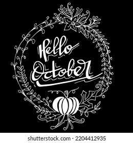 Hello October, doodle sketch and illustration