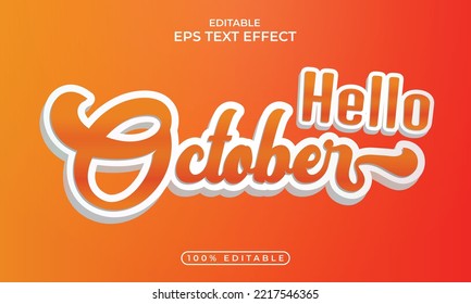 Hello October editable 3d text effect design