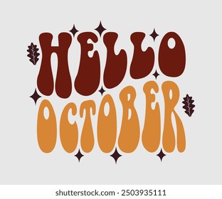 Hola octubre, camiseta de otoño, camiseta divertida de otoño de acción de gracias diseño de camiseta de calabaza, diseño de otoño, Diseños de calabaza