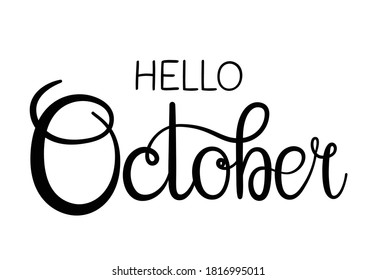Hola octubre, diseño de mensajes con letras para tarjetas, carteles, afiches.