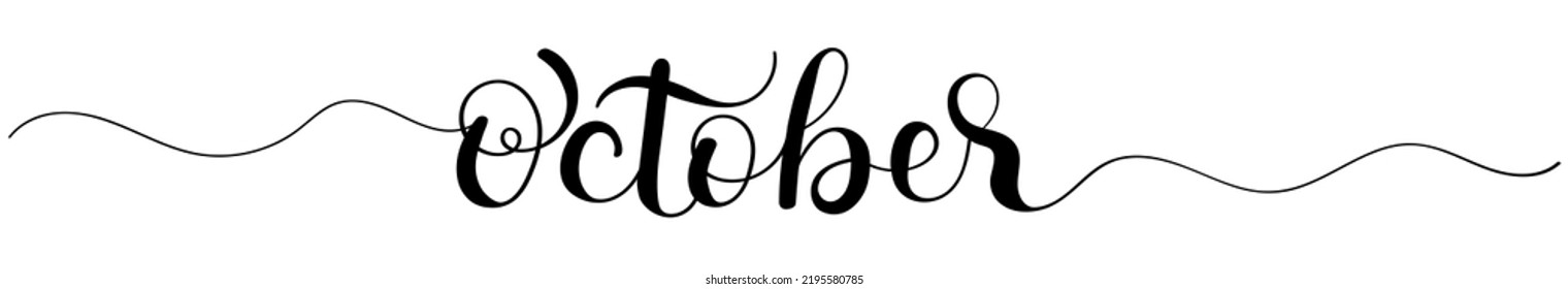 Hello October.  october month calendar vector with ornaments. Illustration month October calendar